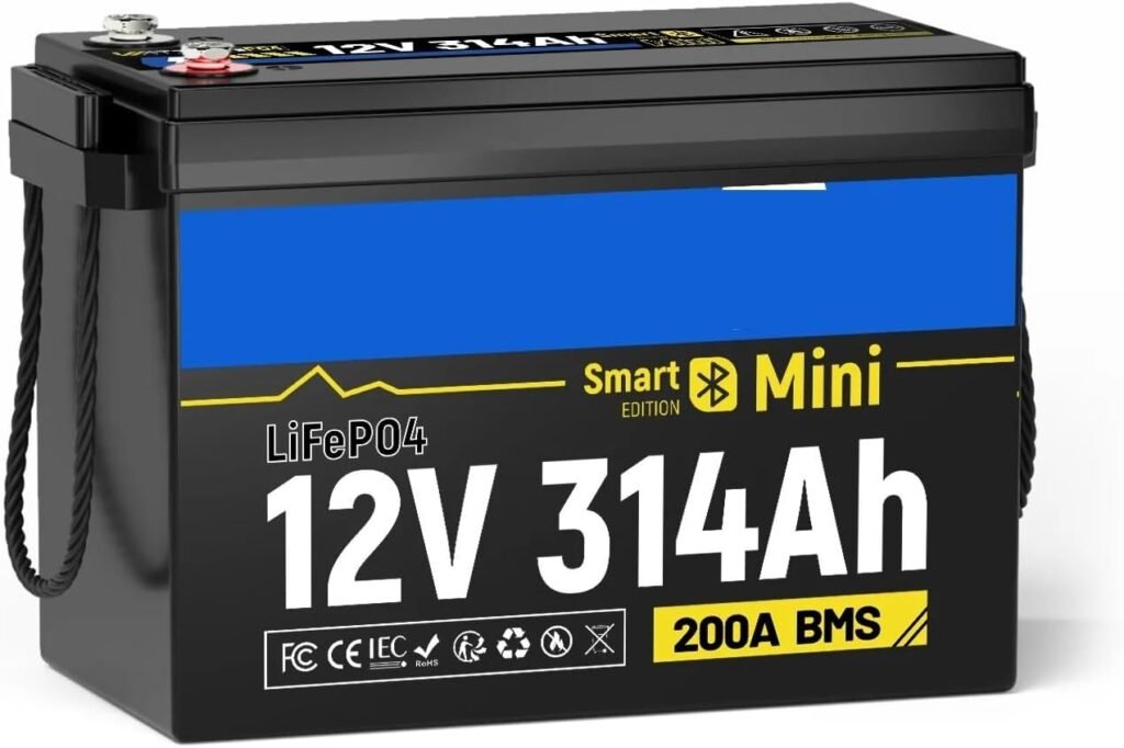 12V 314Ah LiFePO4 Battery With 200A BMS Bluetooth 15000+ Cycles For RV Marine UPS Home Storage Off-grid