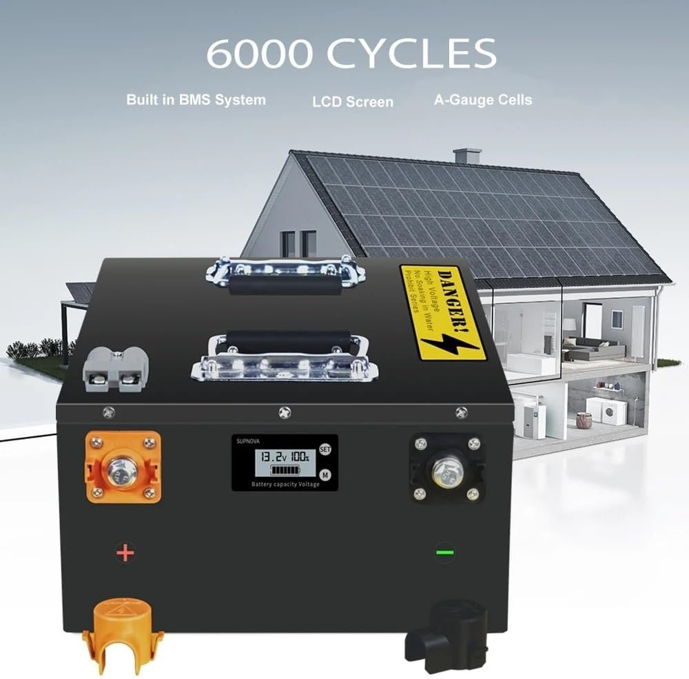 24V 100Ah 200Ah 300AH LiFePO4 Battery Built-in Bluetooth BMS 6000+ Cycles For Home RV Solar Off-Grid Camper(24V 300Ah)