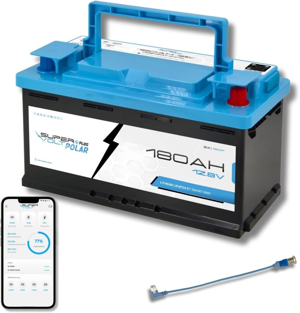 Polar LiFePO4 12V 180Ah Lithium Battery | 100% Usable Capacity, Plug  Play DIN Dimensions, with Smart BMS, Bluetooth  Heating up to -30°C | For Motorhome, Box Van, Boat, Solar