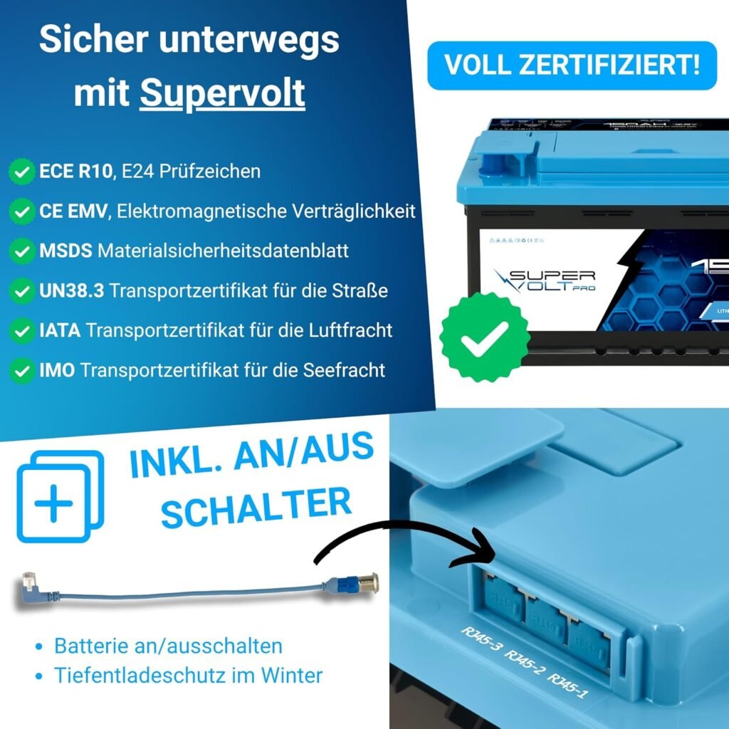 Pro LiFePO4 2 x 12 V 150 Ah Lithium Batteries Set | 100% Usable Capacity, Plug  Play DIN Dimensions, with Smart BMS, Bluetooth  Heating up to -30 °C | For Motorhome, Box Van, Boat, Solar