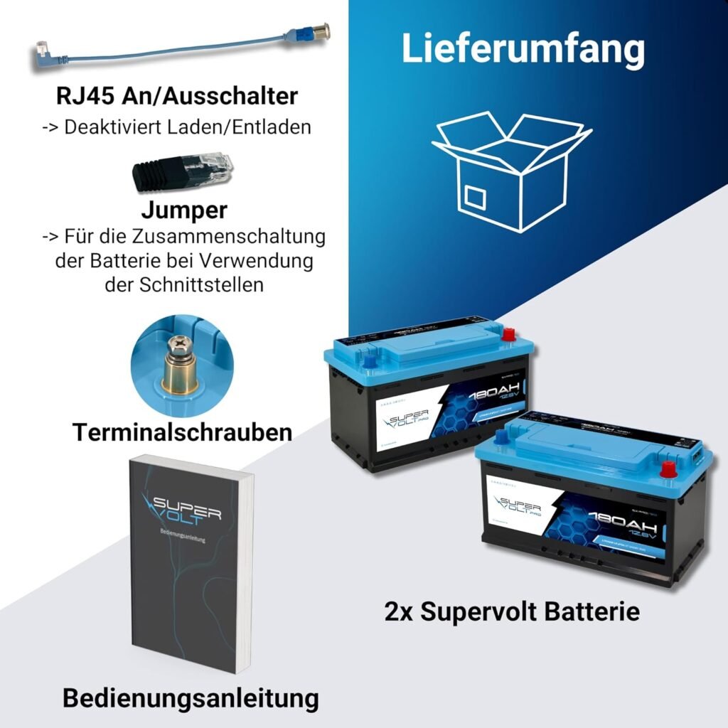 Pro LiFePO4 2 x 12 V 180 Ah Lithium Batteries Set | 100% Usable Capacity, Plug  Play DIN Dimensions, with Smart BMS, Bluetooth  Heating up to -30 °C | For Motorhome, Box Van, Boat, Solar