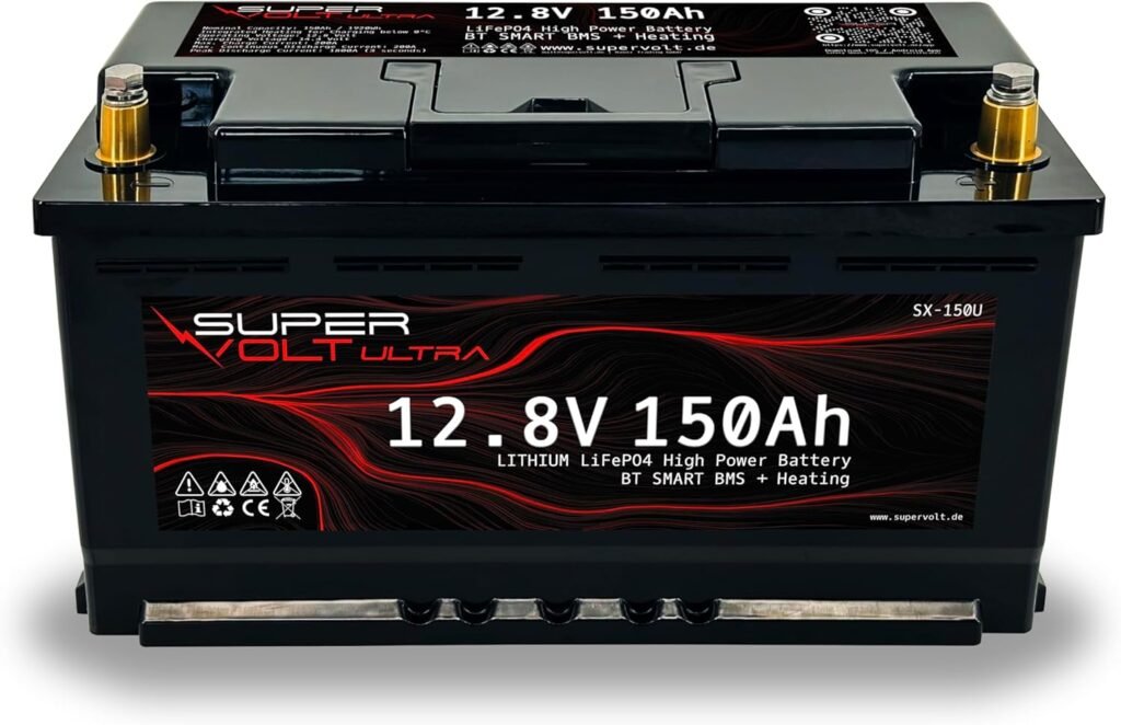 Ultra LiFePO4 12 V 150 Ah Lithium High Performance Battery 2.5 kW Continuous Power, Plug  Play DIN Dimensions, with Smart BMS, Bluetooth  Heating up to -30 °C for Motorhome, Box Van, Boat
