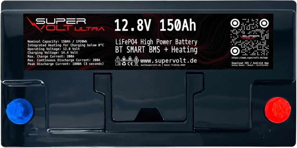 Ultra LiFePO4 12 V 150 Ah Lithium High Performance Battery 2.5 kW Continuous Power, Plug  Play DIN Dimensions, with Smart BMS, Bluetooth  Heating up to -30 °C for Motorhome, Box Van, Boat