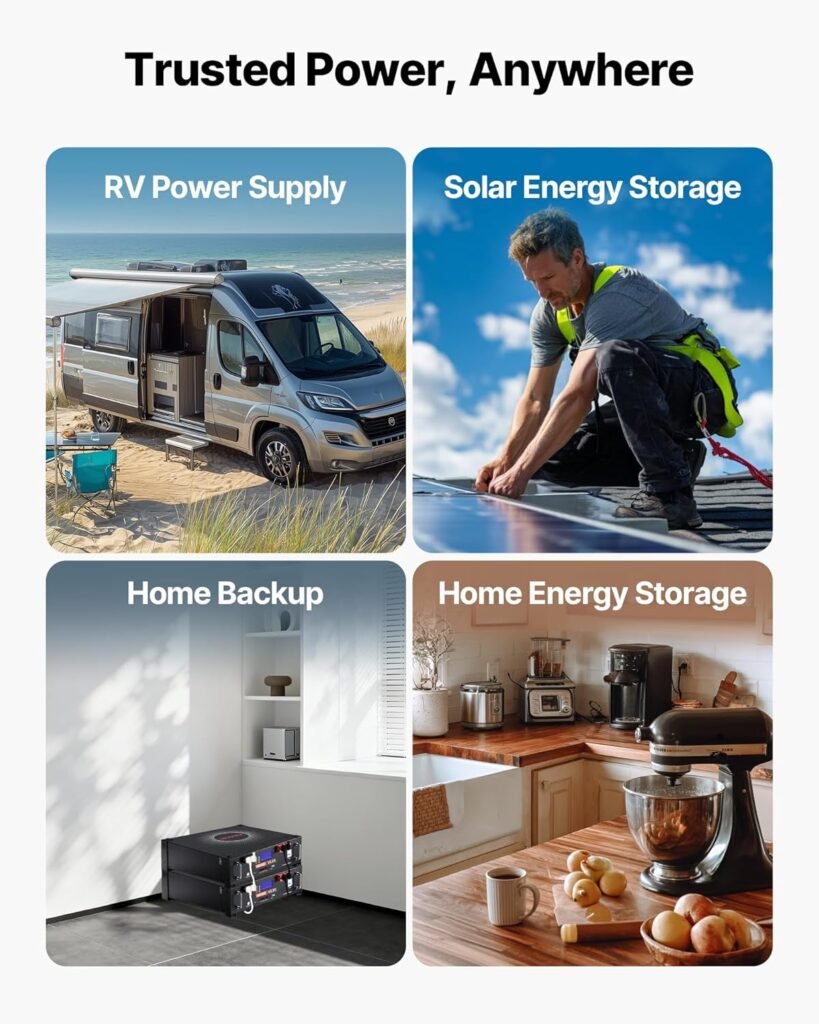 VEVOR 48V 100Ah LiFePO4 Lithium Battery with Bluetooth and LCD Display, 5.12kWh Capacity Built-in 100A BMS 51.2V Max 6000 Cycles for Backup Power Off-Grid Solar Panel System