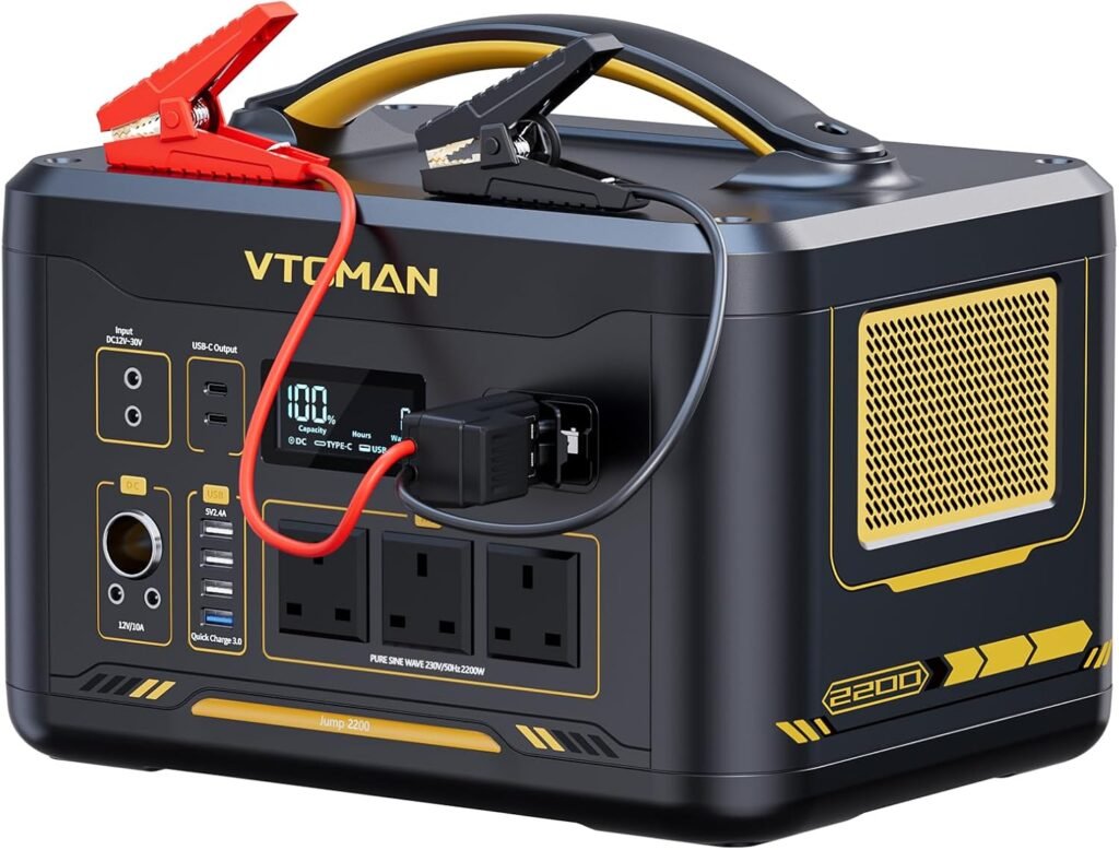 VTOMAN Jump 2200 Portable Power Station 2200W(Peak 4400W) - 1548Wh LiFePO4 Solar Power Generator 2200W Constant-Power Battery Powered Generator, Dual PD 100W Type-C, Capacity Expandable to 3096Wh