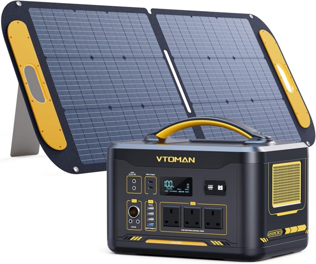 VTOMAN Jump 2200 Portable Power Station 2200W(Peak 4400W) - 1548Wh LiFePO4 Solar Power Generator 2200W Constant-Power Battery Powered Generator, Dual PD 100W Type-C, Capacity Expandable to 3096Wh