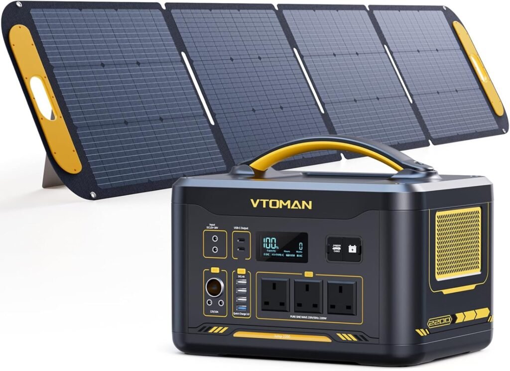 VTOMAN Jump 2200 Portable Power Station with Extra Battery - 2200W/3096Wh Durable LiFePO4 Battery Solar Generator, 2200W Constant-Power, Regulated 12V DC, PD 100W Type-C for Blackout, RV/Van Travel