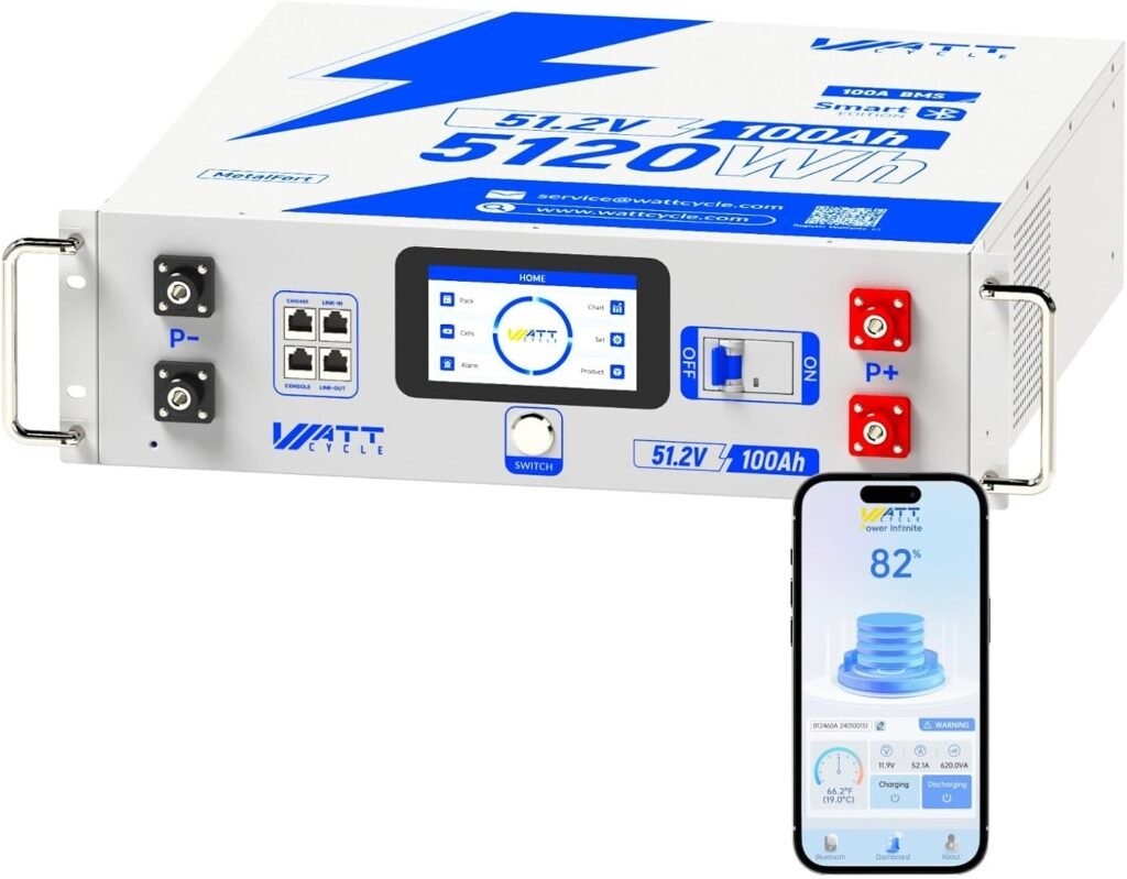 Wattcycle 12V 314Ah Mini LiFePO4 Battery with Bluetooth, 4019Wh Capacity, 200Ah BMS with Low-Temperature Protection, Max. 15,000 charge Cycles for 10 Years, Ideal for RVs, Solar Systems, Home