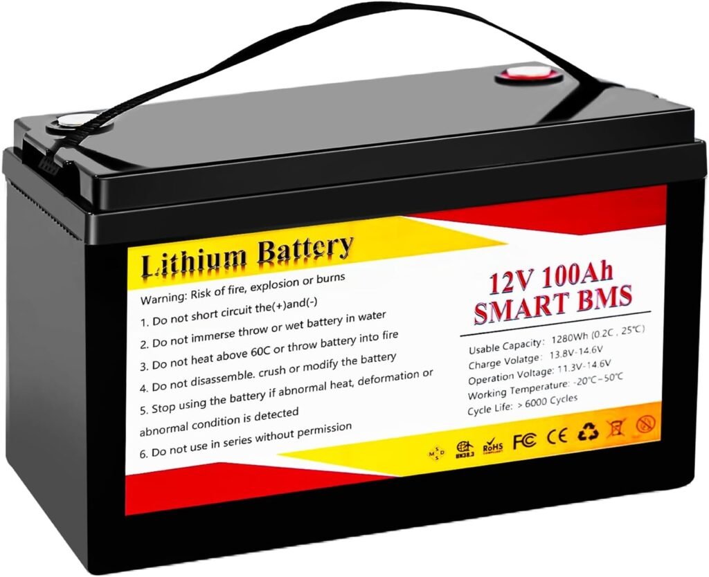 Generic Lifepo4 Battery 12 V 100 Ah Compatible with Multiple Devices 1280 Wh Deep Cycle Energy Storage Battery with 100 A BMS