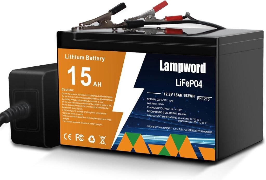 LiFePO4 12.8V 15Ah Lithium Battery, High Energy Density Battery for Trolling Motor, Golf Cart, Solar  Wind Power, UPS/RV
