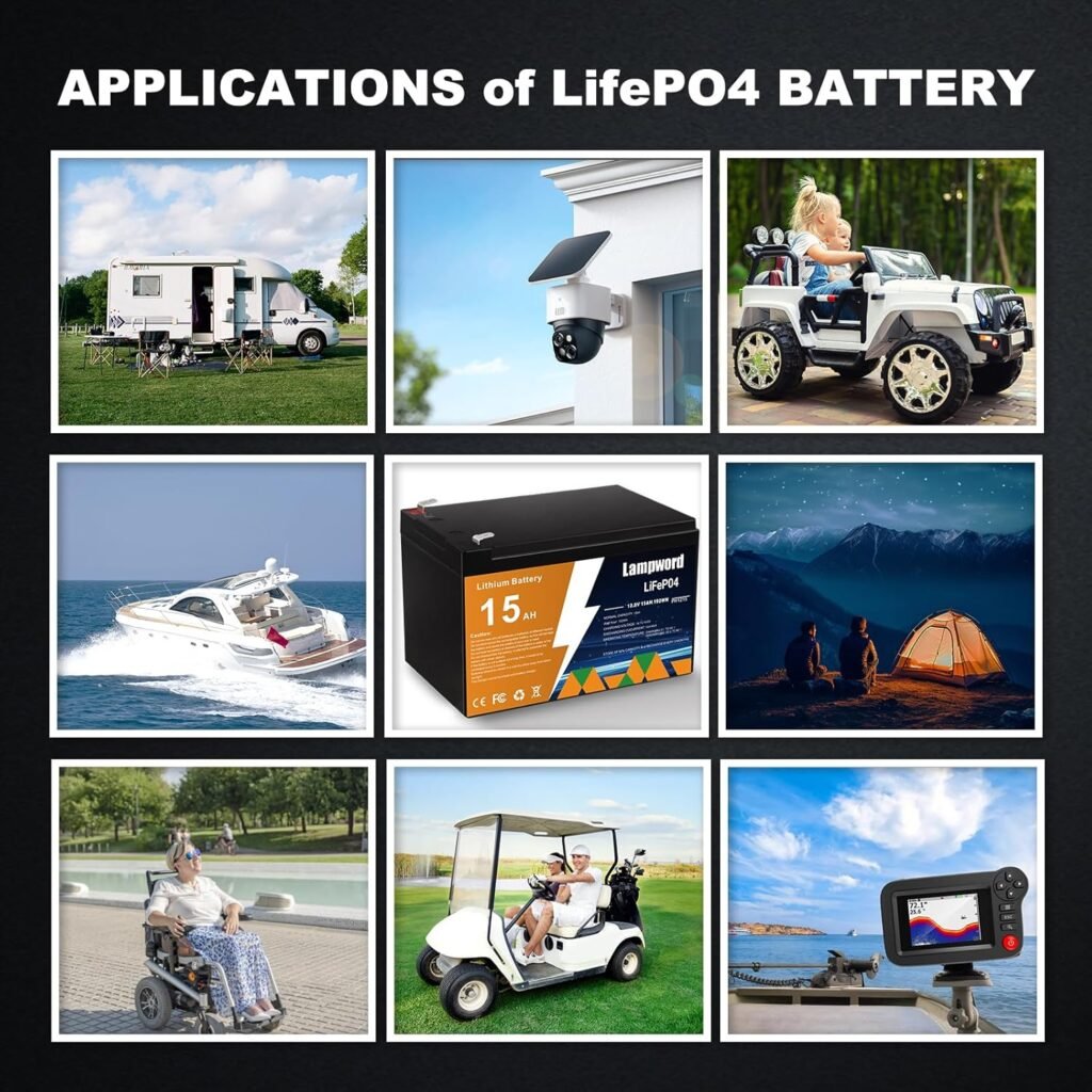 LiFePO4 12.8V 15Ah Lithium Battery, High Energy Density Battery for Trolling Motor, Golf Cart, Solar  Wind Power, UPS/RV