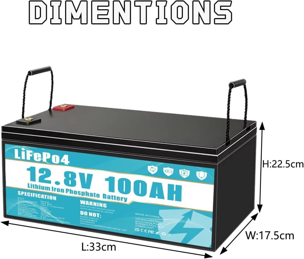 lithium iron phosphate leisure battery 12V 100Ah LiFePO4 battery,equipped 100A-BMS,lifespan exceeding 8 years,suitable for camping, solar power, emergency power, etc.