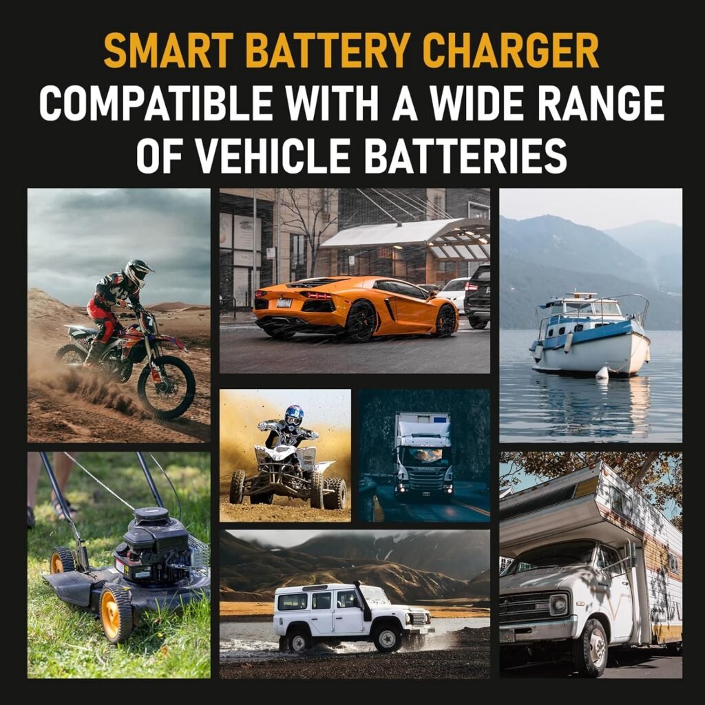 PZP 15-Amp 12V/24V Smart Battery Charger, Maintainer Trickle Charger for LiFePO4, Lead Acid Batteries - Fully Automatic 9-Stage Charging w/Temp Compensation for Motorcycle Car Truck Lawnmower Boat PZP 15-Amp 12V/24V Smart Battery Charger, Maintainer Trickle Charger for LiFePO4, Lead Acid Batteries - Fully Automatic 9-Stage Charging w/Temp Compensation for Motorcycle Car Truck Lawnmower Boat