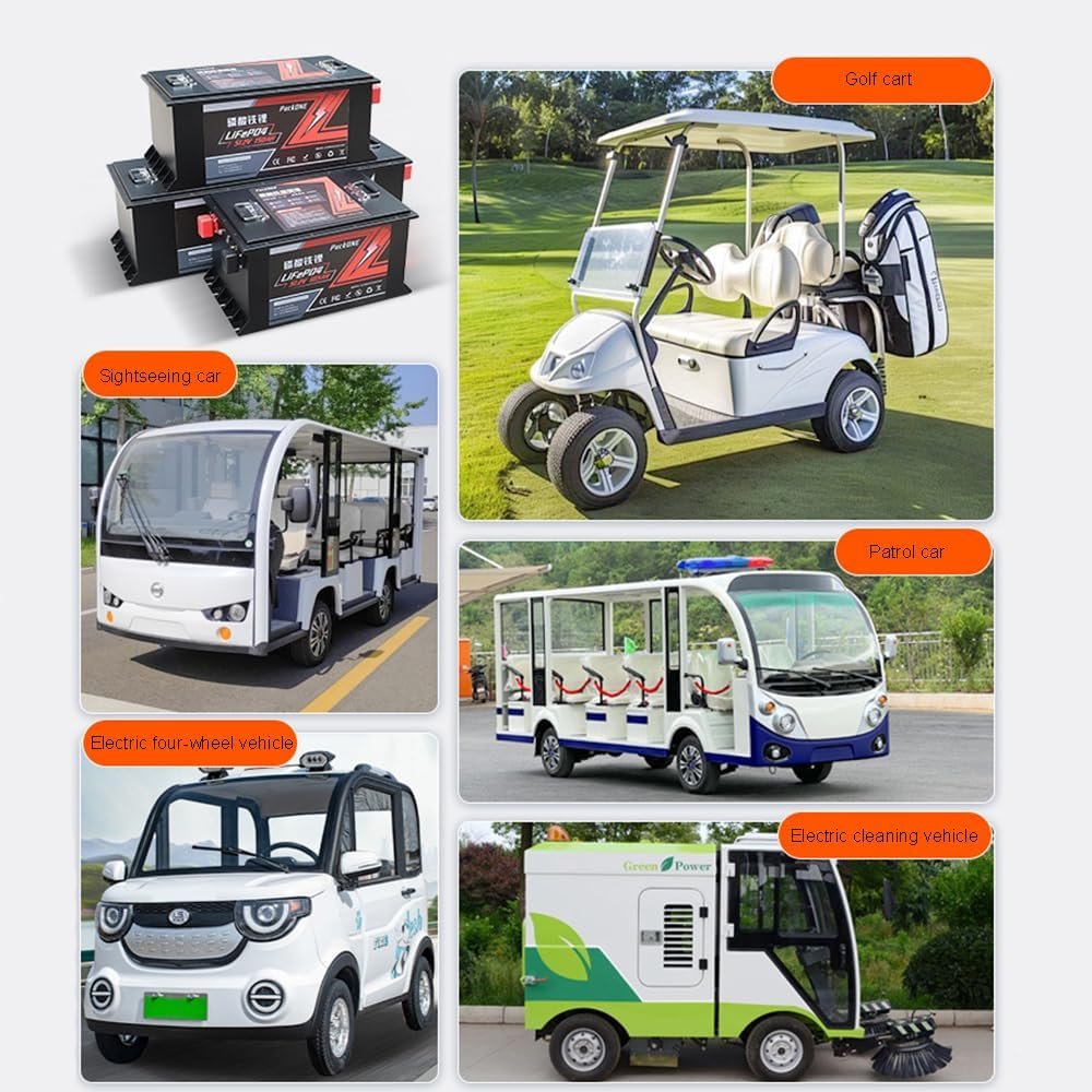 51.2V 72V 105Ah 150Ah 210Ah LiFePO4 Lithium Iron Phosphate Golf Cart Battery 4000+ Cycles Rechargeable LiFePO4 Battery for Tourist Sightseeing Bus