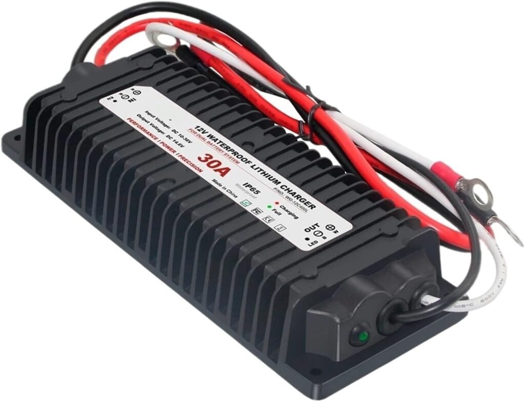 1pcs Waterproof DC 10-36V 12V 24V to DC 14.6V 29.2V 43.8V Lifepo4 Lithium Battery Charger for RVs Boat Car Dual Battery System(14.6V 30A_WITHOUT ACC WIRE)