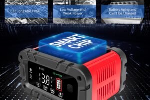 E-FAST Battery Charger 0-20A 12/24V Lifepo4 Lead Acid Automatic Smart Car Battery Charger, Trickle & Pulse Repair, Automobile Battery Maintainer for Car Truck Motorcycle Lawn Mower Boat
