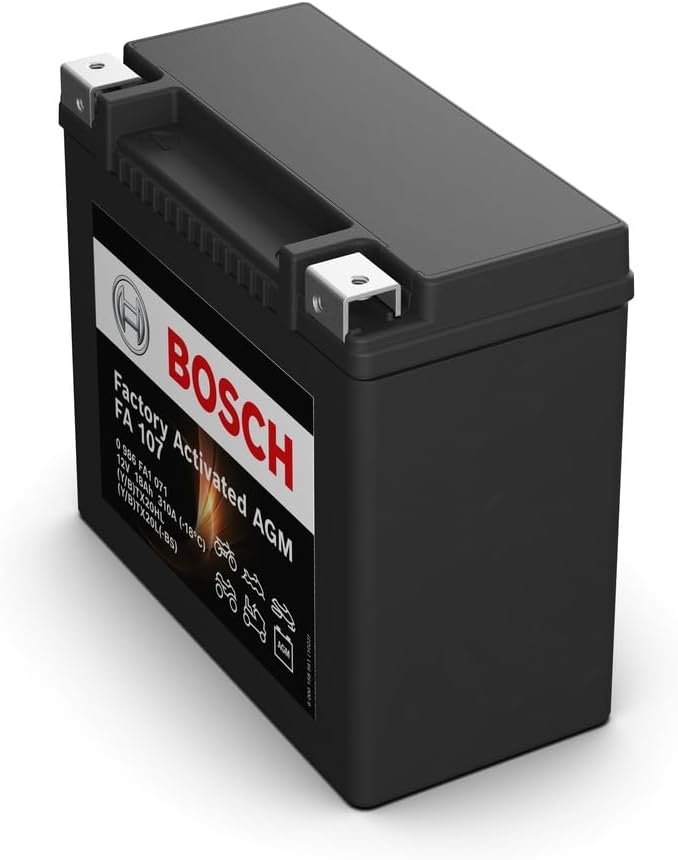 Bosch FA107 - AGM Motorcycle Battery - 12V 310A 18Ah - Suitable for motorcycles, motorbikes, enduros, scooters, quads, jet skis - Compatible M6023, BTX20HL, BTX20L-BS, BTX20L