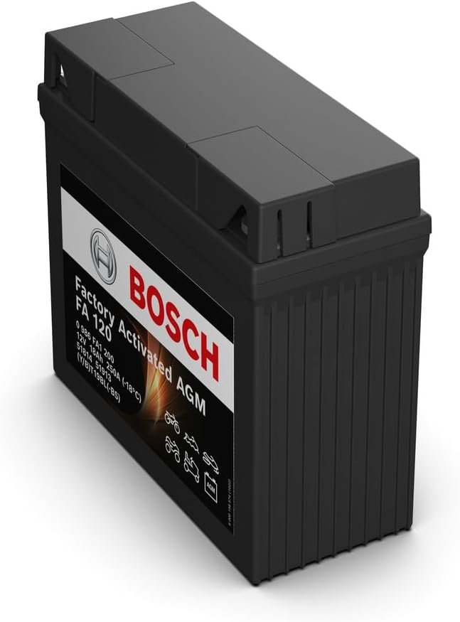 Bosch FA120 - AGM Motorcycle Battery - 12V 250A 18Ah - Suitable for motorcycles, motorbikes, enduros, scooters, quads, jet skis - Compatible M4F45, M4F41, 51814, 51913, BT19BL-BS, BT19BL