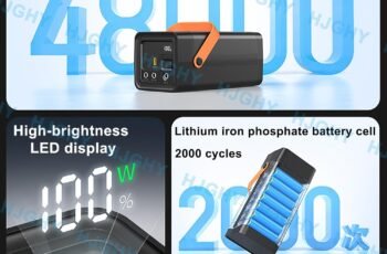 LiFePO4 Battery 12.8V 12000mAh Lithium Battery Pack 25.6V 6000mAh Outdoor Portable Batteries with Charge for Audio Equipment/Cameras/Monitors