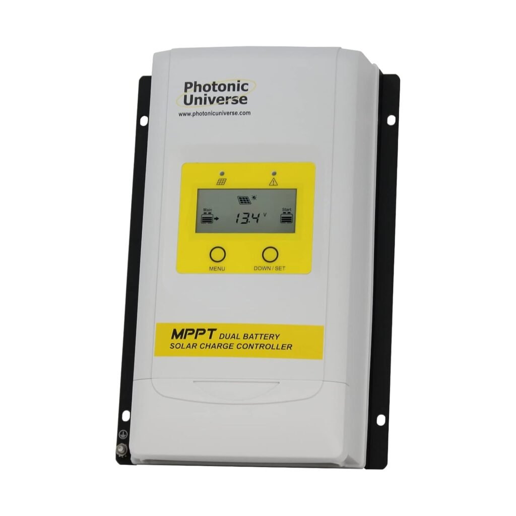 Photonic Universe 20A dual battery MPPT solar charge controller with LCD display for solar panels up to 260W (12V battery system) / 520W (24V battery system)