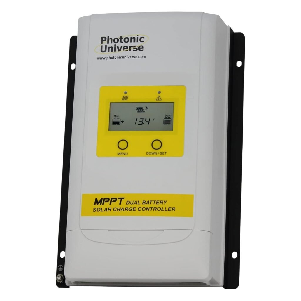 Photonic Universe 30A Dual Battery MPPT Solar Charge Controller with LCD Display for Solar Panels up to 390W (12V System) / 780W (24V System)