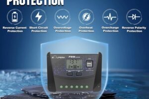 SOLPERK 50A Solar Charger Controller 12V 24V Auto, Solar Panel Battery Intelligent Regulator with Dual USB Port PWM Controller for Gel AGM Lead-Acid Lithium LiFePO4 Battery (50A)