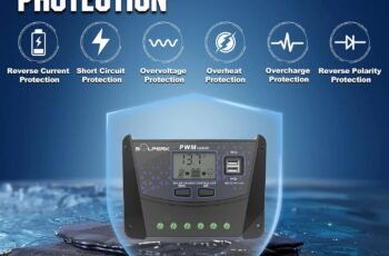 SOLPERK 50A Solar Charger Controller 12V 24V Auto, Solar Panel Battery Intelligent Regulator with Dual USB Port PWM Controller for Gel AGM Lead-Acid Lithium LiFePO4 Battery (50A)