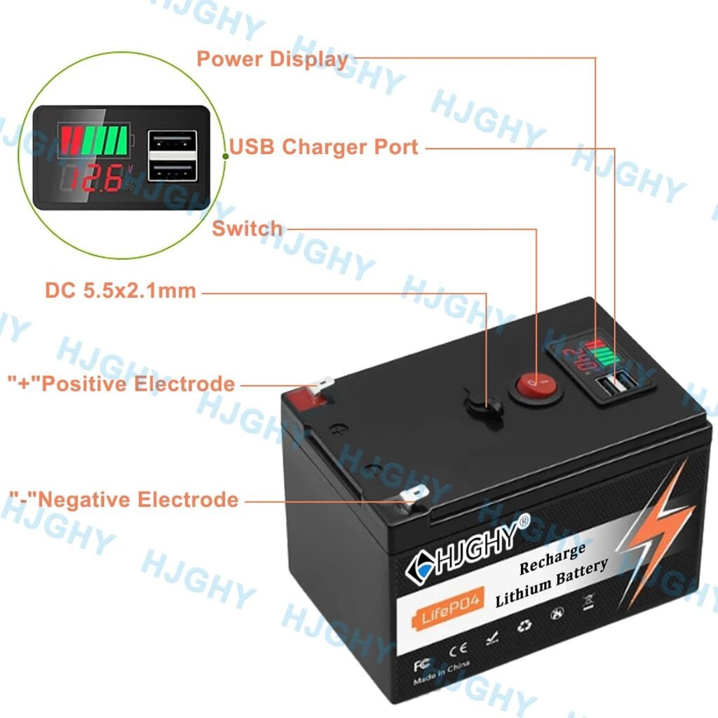 24V 8Ah 10Ah 12Ah LiFePO4 Battery 24V Outdoor Portable Battery with USB and Switch Volt Lithium Batteries for Solar Panels/Off-grid Applications