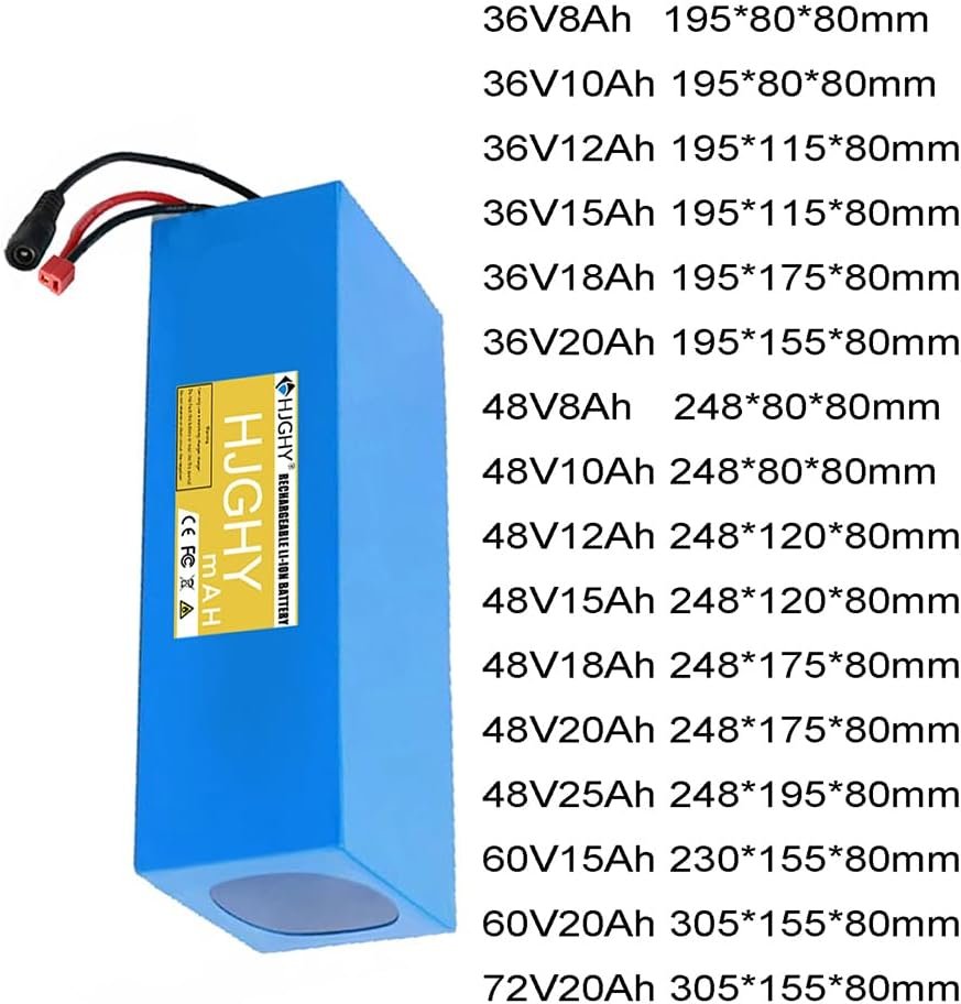 36V 48V 10Ah 12Ah 15Ah 18Ah 20Ah 8Ah Lithium Li-ion Battery 60V 72V 15Ah 20Ah Electric Motorcycle Lithium-ion Battery Pack PVC for 0-1500W Scooter Takeaway Vehicles Motor