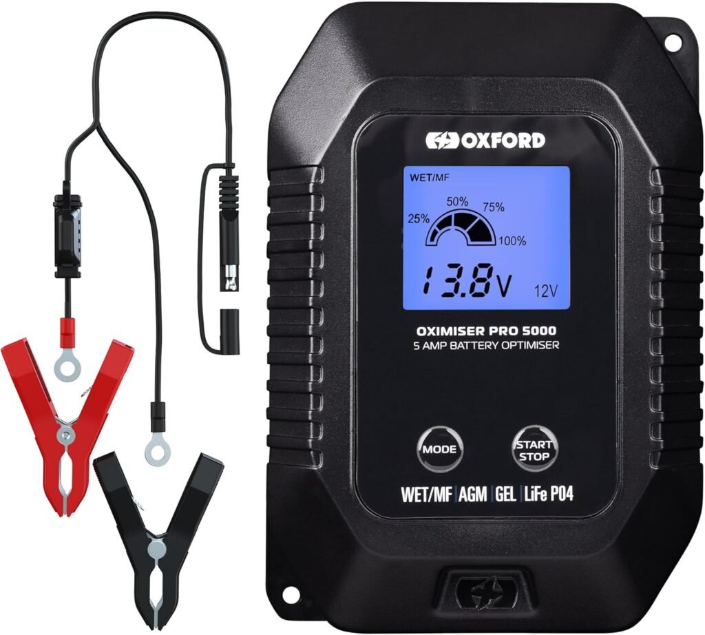 Oxford Oximiser Pro Battery Charger. Motorcycle/Car/Campervan. Optimiser Management System (UK Plug). Charge/Maintain/Optimise. Waterproof. WET/MF, AGM, GEL + LiFeP04