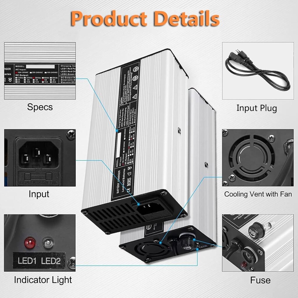 Professional Golf Cart Battery Charger/36/48/60/72 Volt,6-10Hour Full Charge,Trickle Charge Smart Charger for Car Boats EZGO Golf Cart Professional Golf Cart Battery Charger/36/48/60/72 Volt,6-10Hour Full Charge,Trickle Charge Smart Charger for Car Boats EZGO Golf Cart