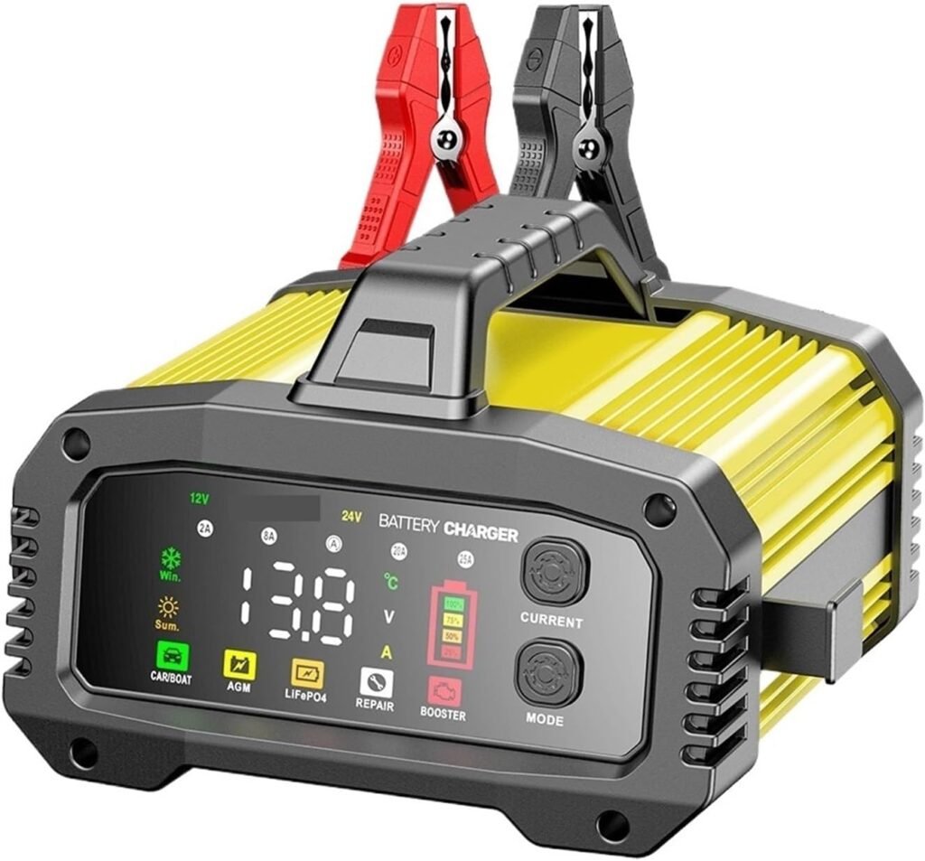 Smart Battery Charger With Car Booster Function For Lead Acid AGM GEL LiFePo4 Stage Pulse Repair Digital Display(Yellow) Smart Battery Charger With Car Booster Function For Lead Acid AGM GEL LiFePo4 Stage Pulse Repair Digital Display(Yellow)