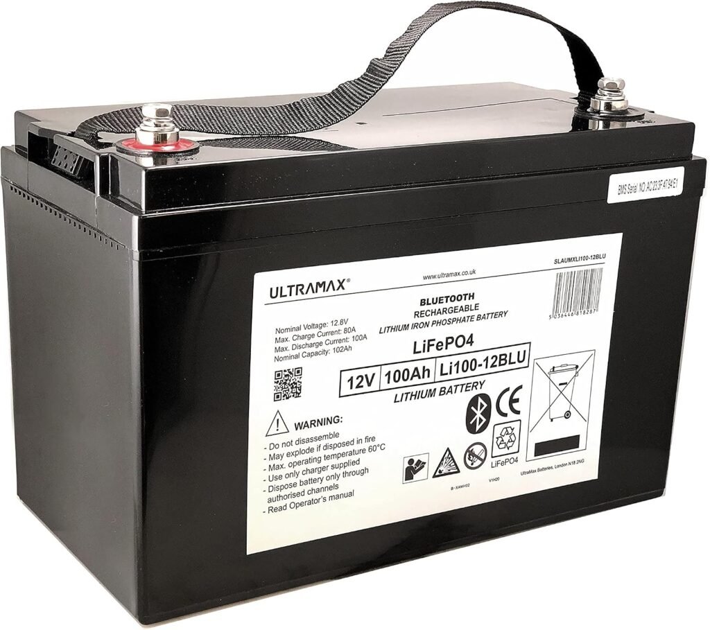 Ultramax 12v 100Ah LiFePO4 Battery for Mobile Electric Lift Trucks with Bluetooth Monitoring APP